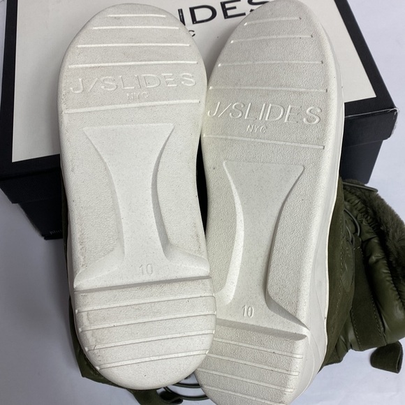 J Slides Jordy khaki green suede faux fur boots size 10 NIB - Picture 5 of 6